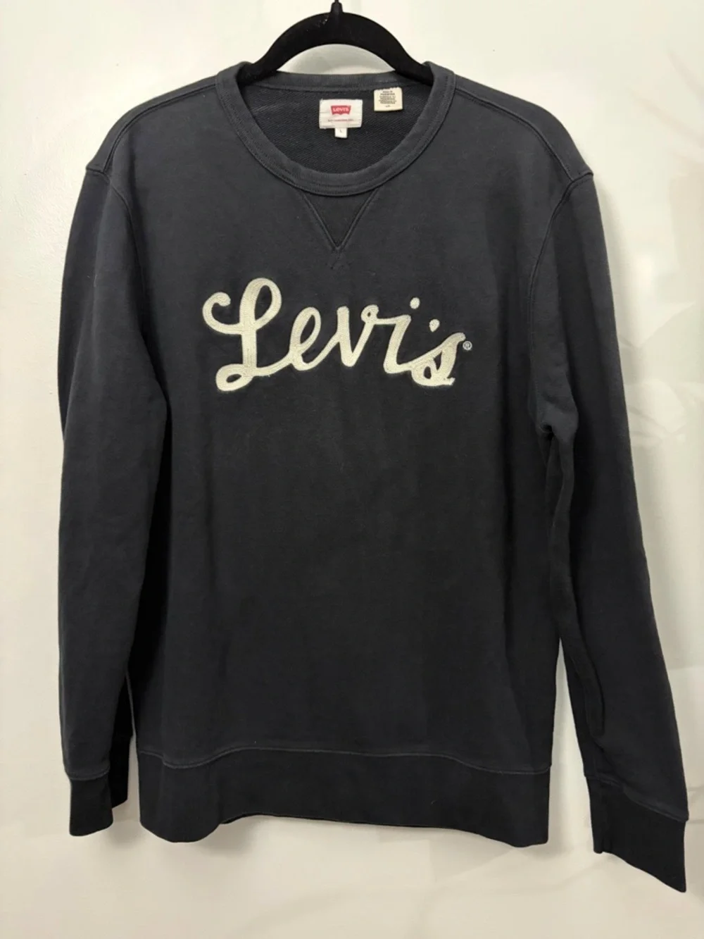 Levi's Men's Black Crewneck with White Script Logo